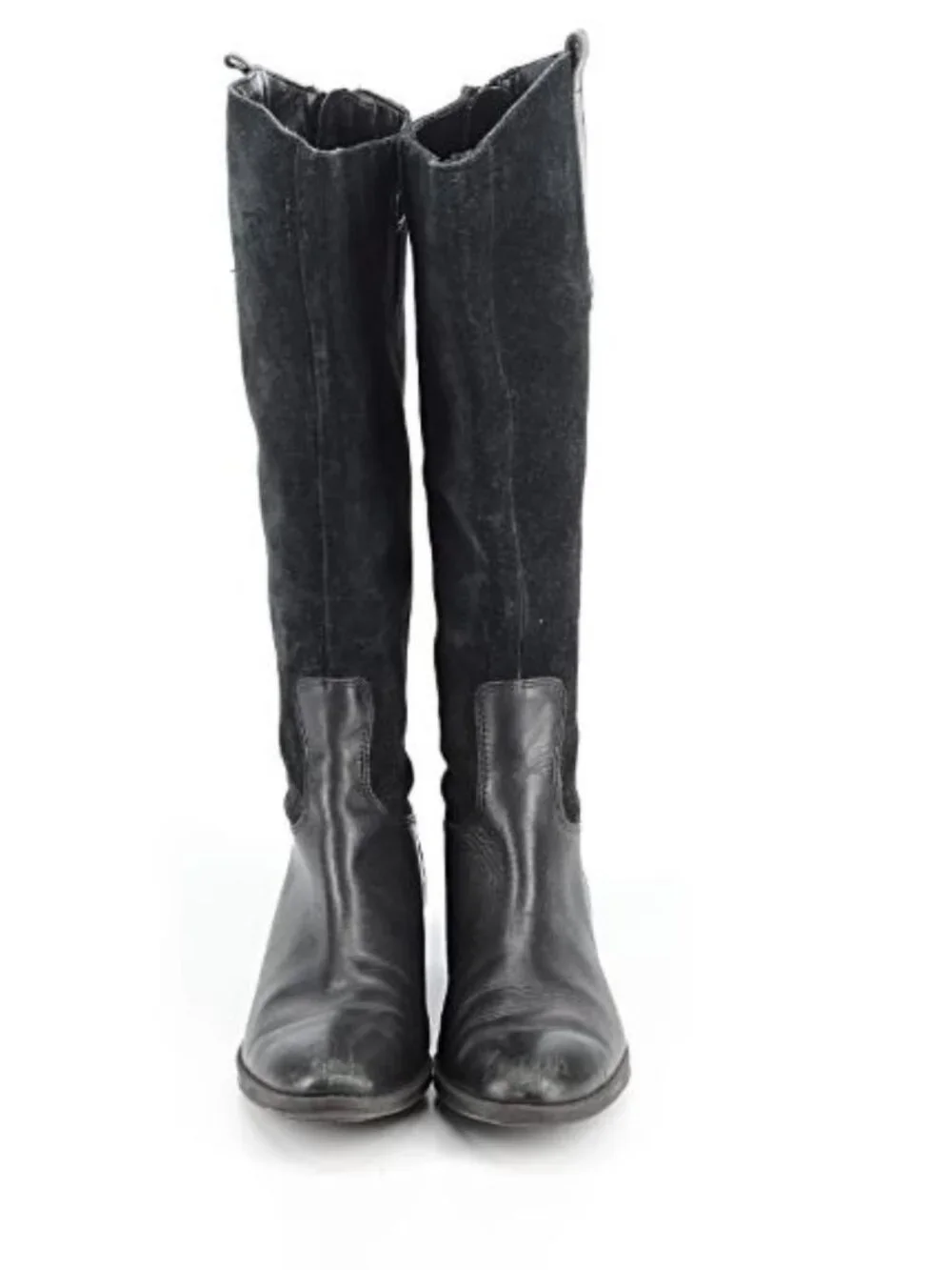Sam Edelman Pembrooke Tall Riding Boots Leather Suede 6.5 Black Western Cowboy